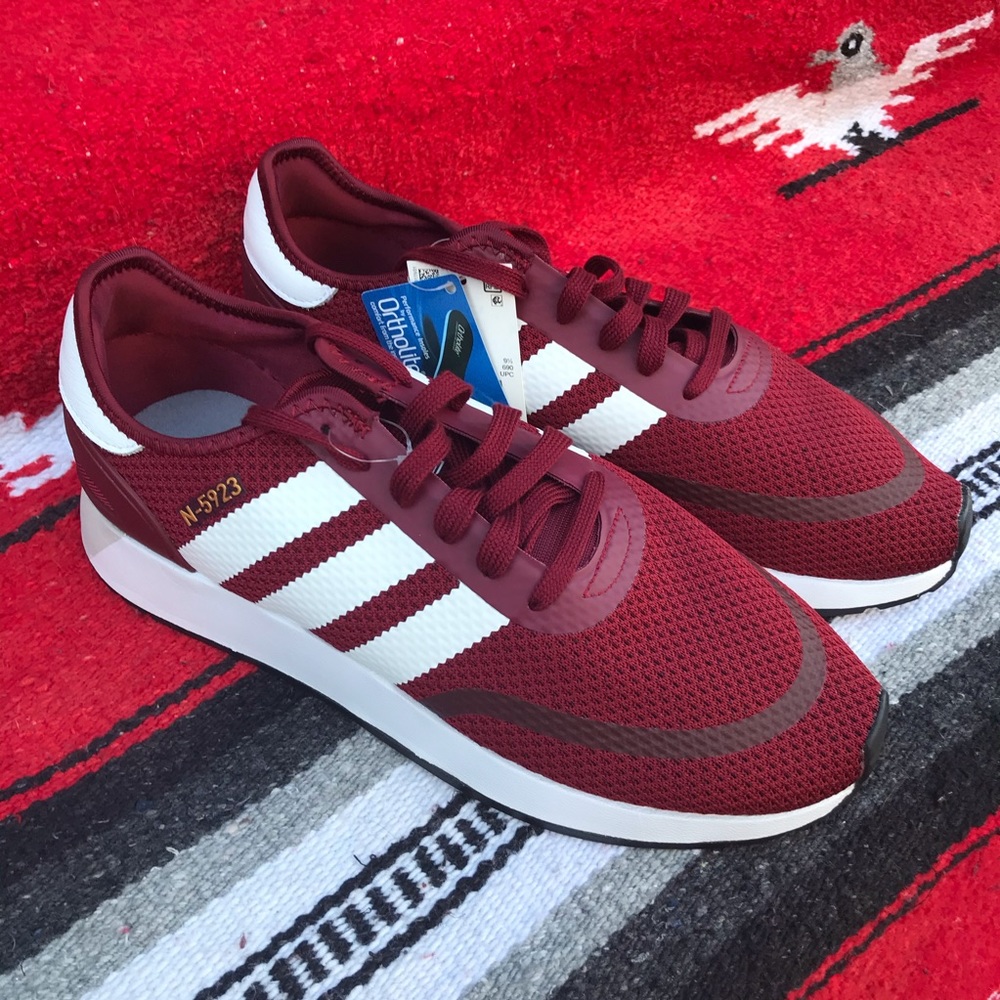 adidas Maroon and White N-5923 Athletic Shoes